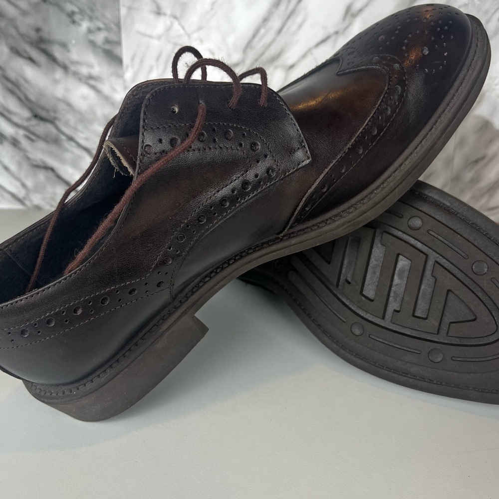 Gianni Russo men’s brown leather lace up wingtip brogue oxford shoe size 10